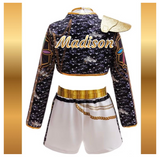 Girls K-Pop Inspired 3-Piece Outfit, Gold Stage Costume Set, Birthday party
