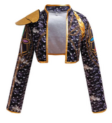 Girls K-Pop Inspired 3-Piece Outfit, Gold Stage Costume Set, Birthday party