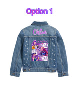 Kids Huntrix,Demon Hunters Custom Denim Jacket  K Pop Inspired.