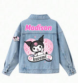 Personalised Kuromi Denim Jacket Custom Name Jean Jacket, Gift for Kids and Teens