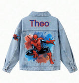 Custom Spider-Man Denim Jacket for Kids Personalised Name Jean Jacket, Superhero Birthday Gift.