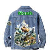 Dinosaur Denim Jacket for Kids Personalised Name, Dinosaur Birthday Gift.
