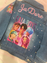 Custom Denim Jacket Saja Boys K-Pop Fans, Personalised Handcrafted Kpop Gift