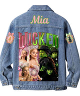 Kids Custom Wicked Musical Denim Jacket Glinda and Elphaba Inspired  Name Personalised Jacket