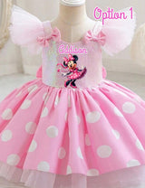 Kids Minnie Mouse Birthday Party Dress. Custom with Child’s Name. Personalized Outfit for Girls
