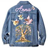Personalized Fairy Denim Jacket Kids Birthday Party Outfit 1th Birthday.