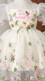 Fairy Birthday Dress with Custom Name  1st Birthday Fairy Outfit Personalized Kids Fairy Dress