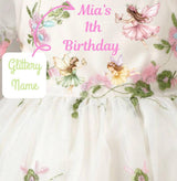 Fairy Birthday Dress with Custom Name  1st Birthday Fairy Outfit Personalized Kids Fairy Dress