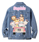 Safari Wild One Denim Jacket, Personalized 1st Birthday Outfit