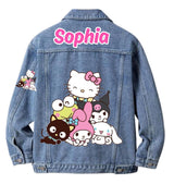 Hello Kitty and Friends Custom Denim Jacket, Personalized Outfit.