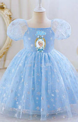 Girls Princess Outfit Custom Elsa Inspired Birthday Dress with Name