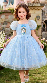 Girls Princess Outfit Custom Elsa Inspired Birthday Dress with Name