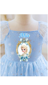 Girls Princess Outfit Custom Elsa Inspired Birthday Dress with Name